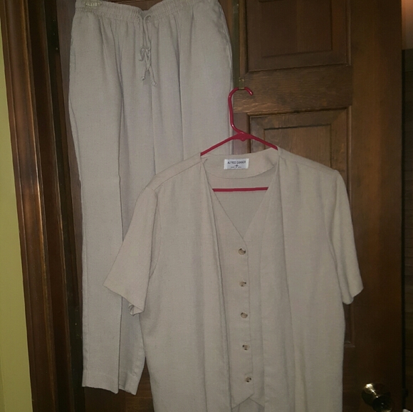 Alfred Dunner Linen Pant Set - Picture 2 of 11